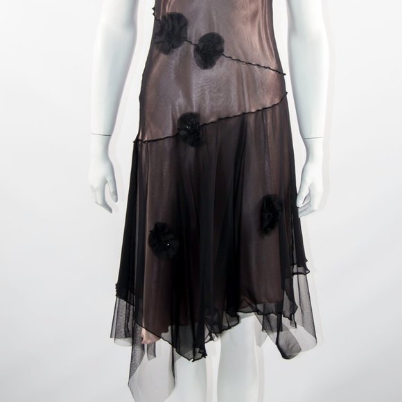 Women Illusion Sheer Dress Black Nude Cocktail Party S/M - Picture 3 of 9